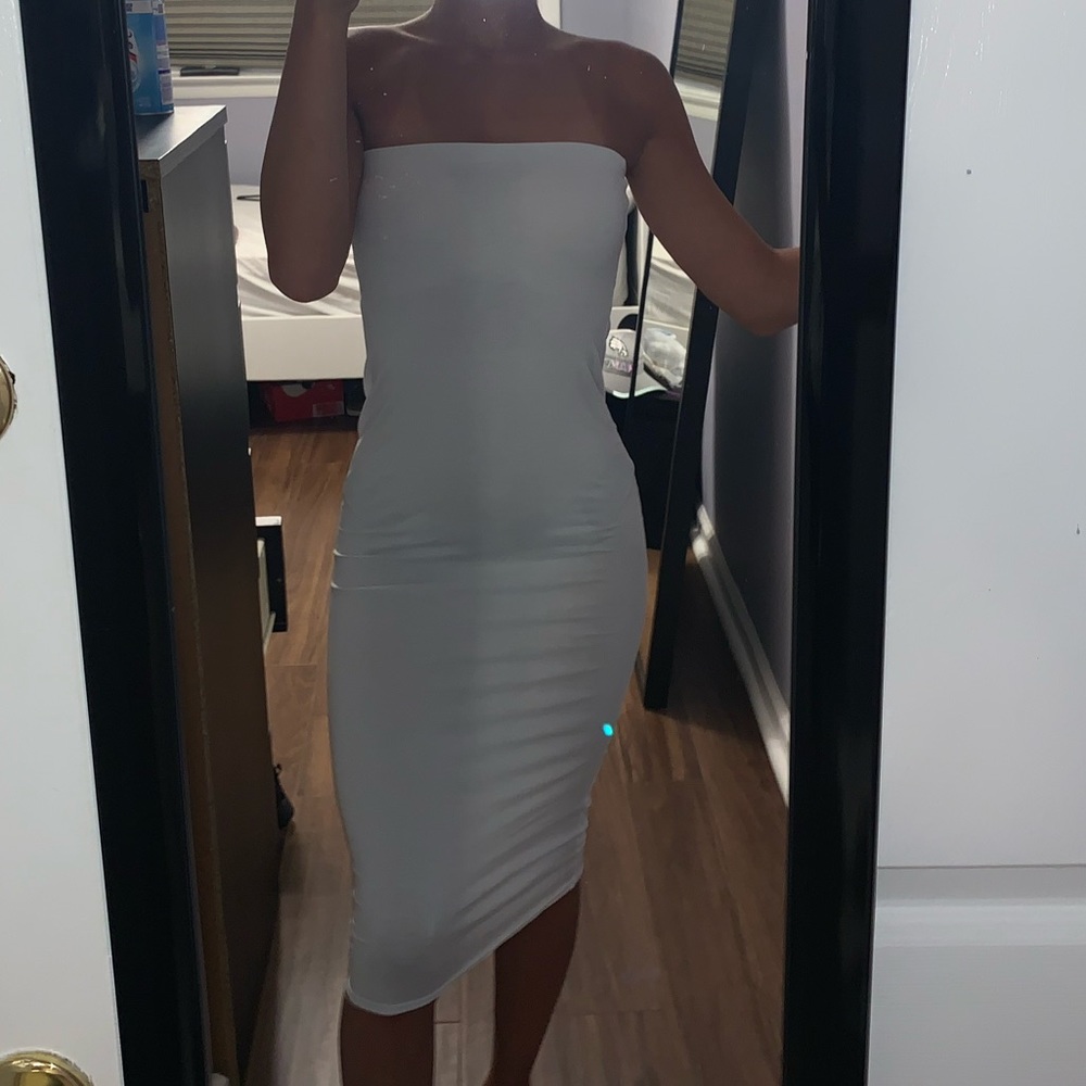 White Tube Midi Dress